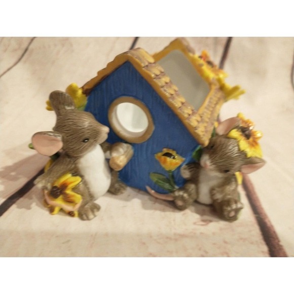 Charming Tails Birdhouse Votive Candleholder Fitz And Floyd Spring Garden Mouse - Picture 1 of 7